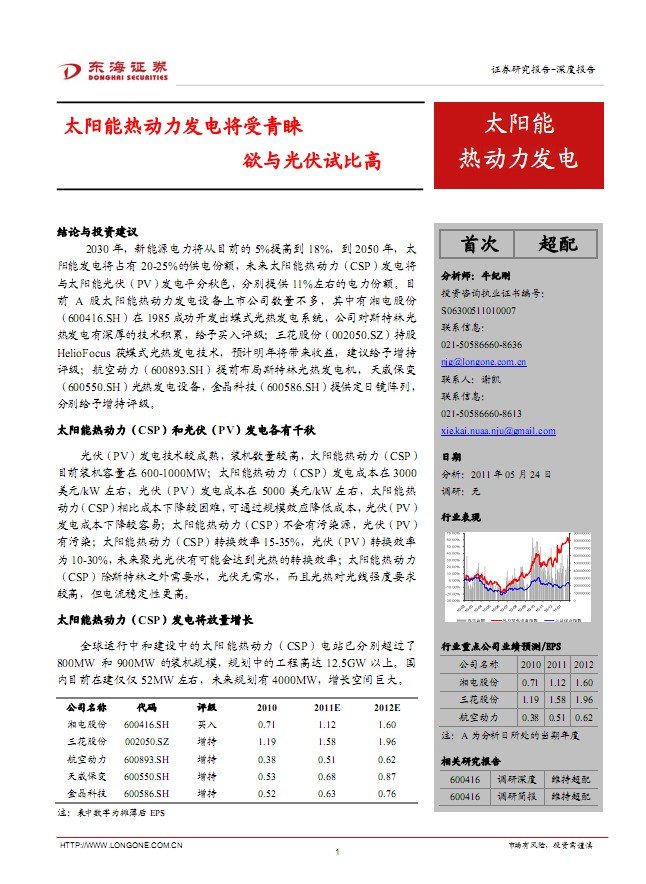 太陽(yáng)能熱發(fā)電行業(yè)深度報(bào)告:太陽(yáng)能熱動(dòng)力發(fā)電將受青睞 欲與光伏試比高