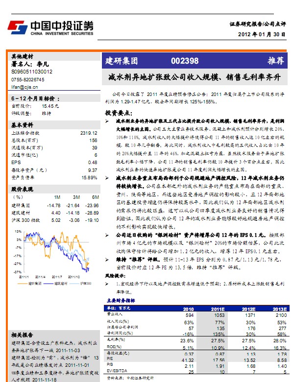 建研集團(tuán)-002398-減水劑業(yè)務(wù)異地?cái)U(kuò)張致公司收入規(guī)模