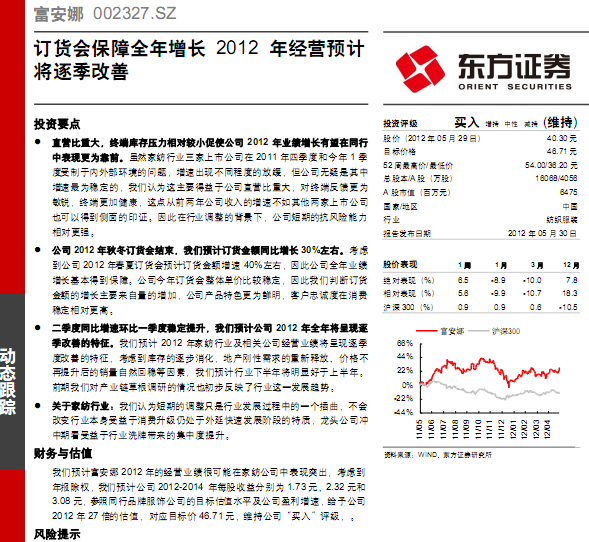富安娜-002327-訂貨會保障全年增長,2012年經營預計將逐季改善
